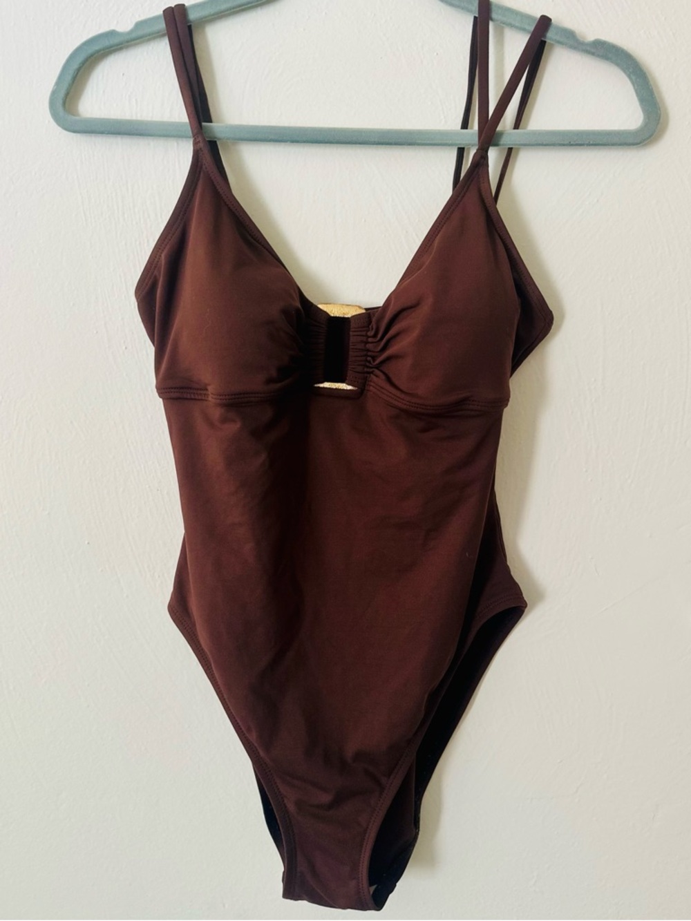 Anne Cole Brown & Gold One-Piece Swimsuit with Double Straps